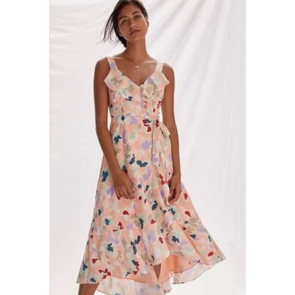 New Anthropologie Hutch Garden Party Wrap Midi Dress Small